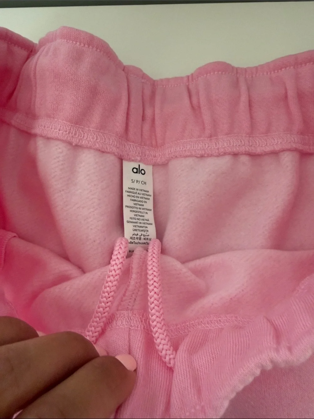 ALO Yoga Pink Terry Athletic Shorts with Embroidered Logo